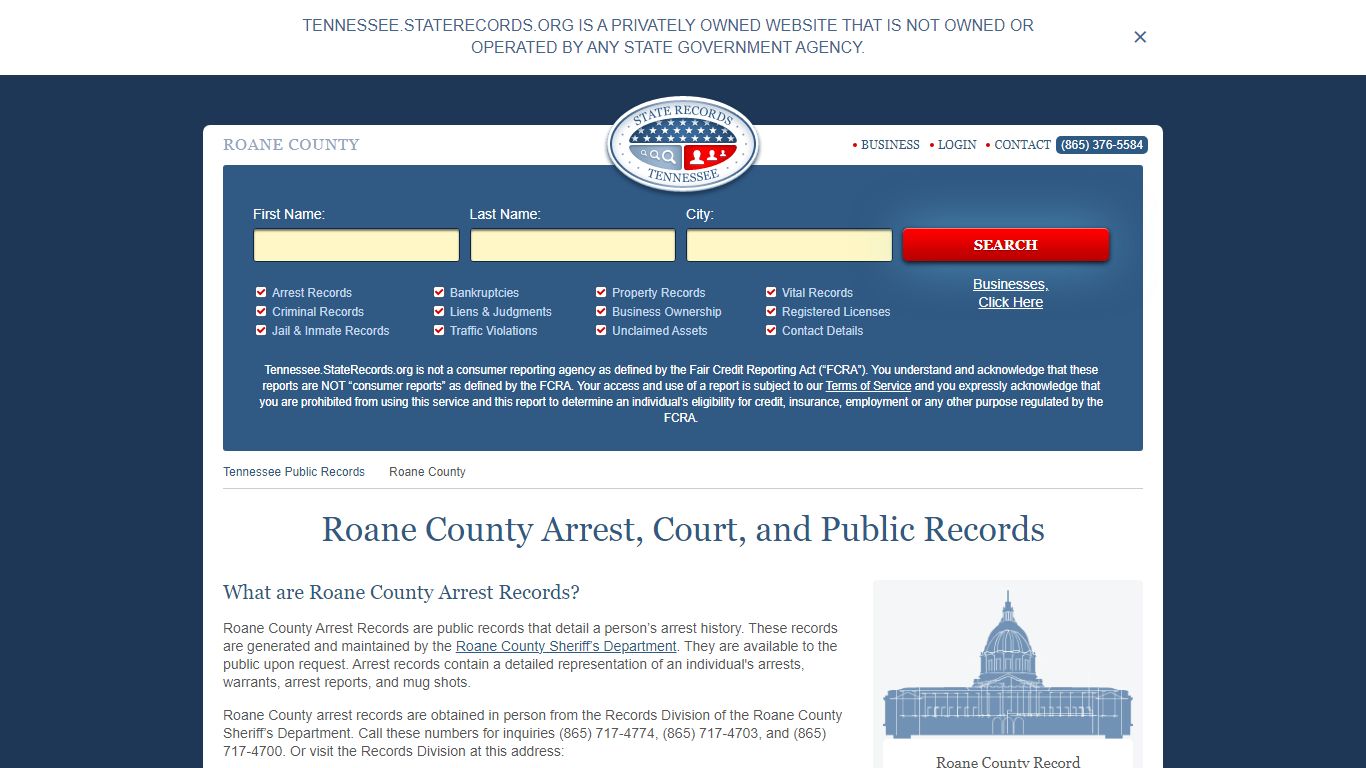 Roane County Arrest, Court, and Public Records