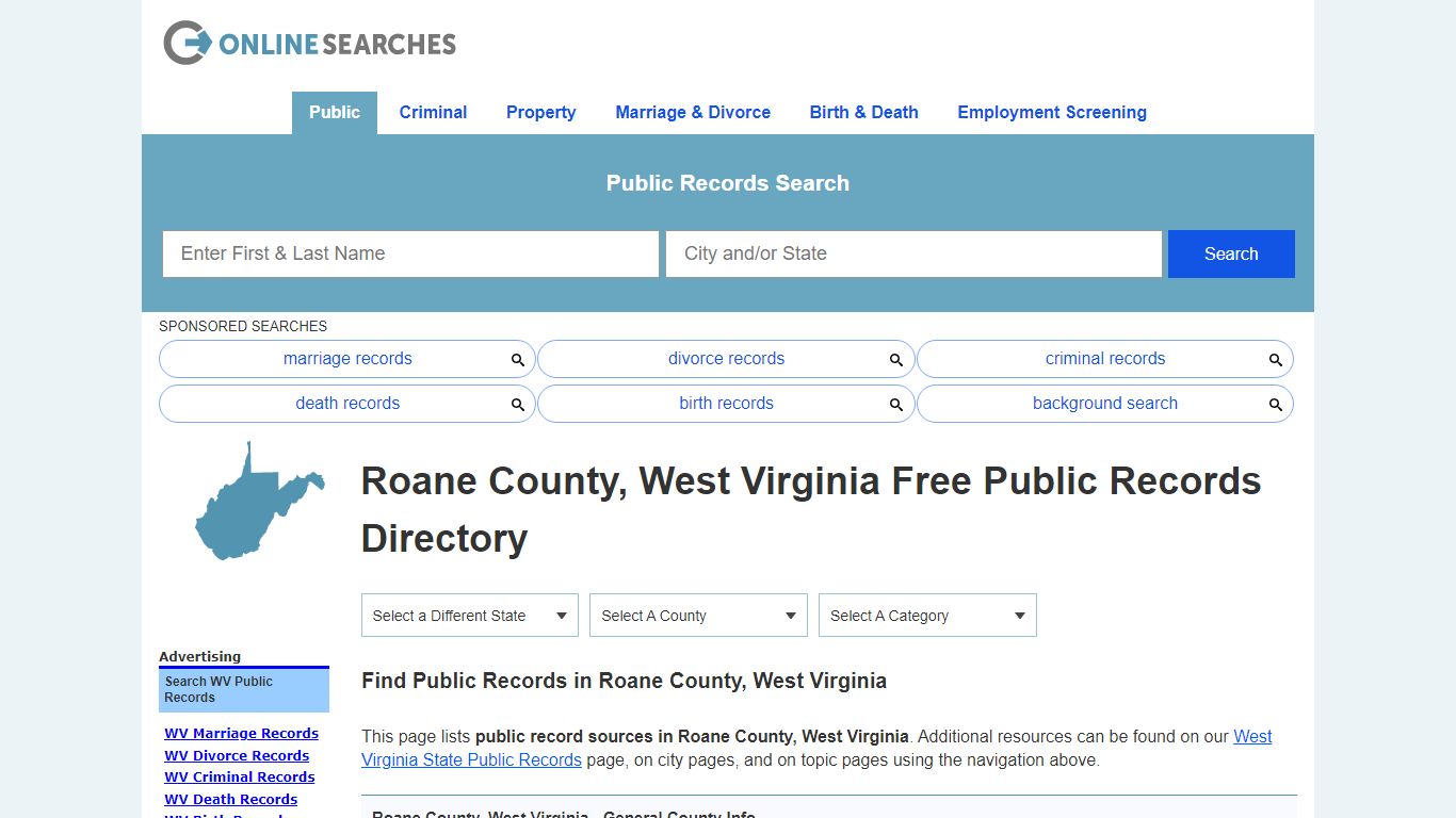 Roane County, West Virginia Public Records Directory